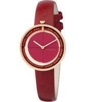 Pierre Cardin women's watch with a modern dial, analog quartz watch with a leather strap, 3 ATM, 32 mm CMA.000, pink, red, or gray