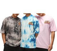 Camiseta de hombre RE:COVERED X CAPCOM con estampado de Street Fighter Vega, Ryu y Blanka, de algodón, cuello redondo, MMDIF18, azul/gris/morado