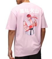 Camiseta de hombre RE:COVERED X CAPCOM con estampado de Street Fighter Vega, Ryu y Blanka, de algodón, cuello redondo, MMDIF18, azul/gris/morado