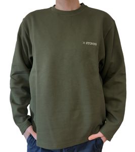STONES Waffle Herren Sweat-Shirt aus Baumwolle in Waffel-Optik Oversized-Pullover mit Rundhals-Ausschnitt 400gsm Longsleeve Khaki
