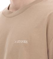T-shirt homme STONES, chemise simple en coton avec col rond et logo brodé, chemise à manches courtes, 240 g/m², oversize, rouge, noir, beige ou marron clair
