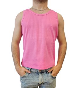 Débardeur homme STONES en coton côtelé, haut basique à col rond, maillot de corps rose