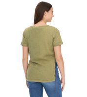 ROCKUPY Women's T-Shirt, Short-Sleeved Shirt with Side Slit, Cotton Shirt, Crew Neck, 393828 Green