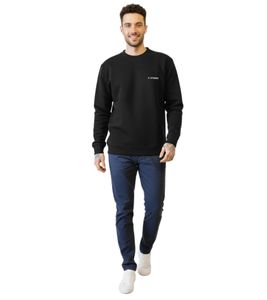 Pull basique homme STONES, sweat-shirt moderne en coton avec logo brodé, chemise à manches longues, 400 g/m², noir