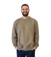 STONES Herren Oversized-Pullover moderner Baumwoll-Sweater mit Rundhals-Ausschnitt Sweatshirt 400gsm mit Logo-Stick Beige oder Hellbraun