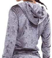 ROCKUPY Women's Velvet Cardigan Shiny Sweatshirt Jacket with Hood RPW20_040201 Gray