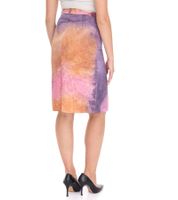 ROCKUPY Women's Skirt with Tie-Dye Pattern, Colorful Denim Skirt, Straight Summer Skirt, Midi Skirt with Slit RPW20_040901 917 Purple/Orange/Pink