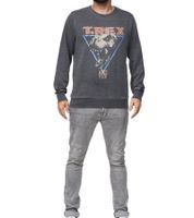 RE:COVERED X Jurassic Park Herren Rundhals-Pullover mit ‎‎T-Rex 1993 oder Raptors on Tour 1993 Vintage-Print Langarm-Shirt Sweat-Shirt MMUNV1960 Dunkel-Grau
