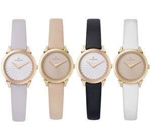 Reloj de señora Pierre Cardin con esfera sencilla, reloj analógico de cuarzo con correa de piel, 3ATM, 27 mm CPI.250 beige, negro, blanco, rosa