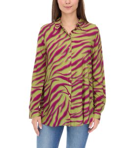 Aniston CASUAL FM Women's Blouse, Stylish Summer Blouse with Kent Collar, Everyday Blouse, 11026408 Green/Purple