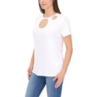 Aniston CASUAL Damen T-Shirt Kurzarm-Shirt mit Cut-Outs Sommer-Shirt 74287507 Weiß