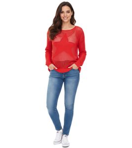 Pull tricoté femme Aniston CASUAL à motif ajouré, pull tendance au quotidien 54941968 Rouge
