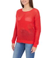Aniston CASUAL Women's Knit Sweater with Openwork Pattern, Fashionable Everyday Sweater 54941968 Red