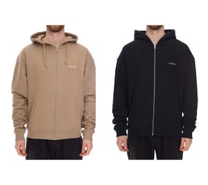 Giacca oversize da uomo STONES, moderna giacca in cotone 400gsm con cappuccio e ricamo logo, marrone chiaro