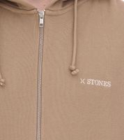 Giacca oversize da uomo STONES, moderna giacca in cotone 400gsm con cappuccio e ricamo logo, marrone chiaro