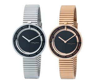 Reloj de mujer Pierre Cardin con esfera atemporal, reloj analógico de cuarzo con brazalete de acero inoxidable, 3 ATM, 32 mm CMA.00, plata/negro/oro/oro rosa