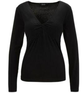 Aniston SELECTED Maglia a maniche lunghe da donna con dettagli nodo, maglione per tutti i giorni 15858260 Nero