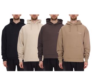 Felpa con cappuccio da uomo STONES, moderno pullover in cotone, maglione con cappuccio e logo ricamato, vestibilità oversize, 400 g/m², marrone, beige, nero