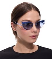 adidas Women's Rimless Cat-Eye Sunglasses with Gradient Lenses, 100% UVA & UVB Protection, Casual Glasses EW3519 Blue
