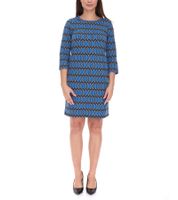 Aniston CASUAL Women's Summer Dress with All-Over Print, Mini Dress, Round Neck, 52386460 Blue/Black