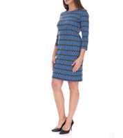 Aniston CASUAL Women's Summer Dress with All-Over Print, Mini Dress, Round Neck, 52386460 Blue/Black
