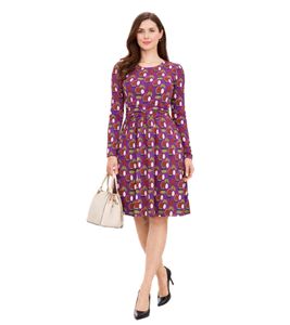 Aniston SELECTED Abito estivo da donna, abito midi con motivi geometrici, abito da festa 39733762, viola/marrone/verde