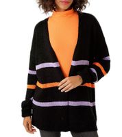 Aniston CASUAL Women's Cardigan, Fashionable Cardigan with Colored Stripes, 95448519 Black/Orange/Purple