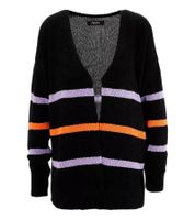 Aniston CASUAL Women's Cardigan, Fashionable Cardigan with Colored Stripes, 95448519 Black/Orange/Purple