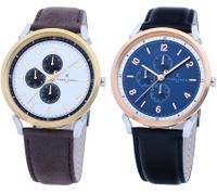 Pierre Cardin Men's Multi-Dial Analog Quartz Watch with Leather Strap 3ATM 44mm in Brown/Gold/Silver or Black/Silver/Blue/Rose Gold