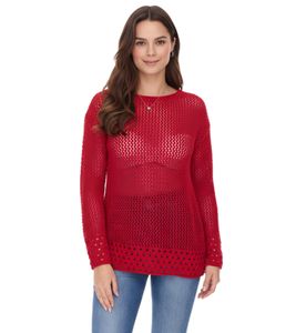 Pull en maille épaisse Aniston CASUAL pour femme, en coton, à manches longues, rouge, 83680609