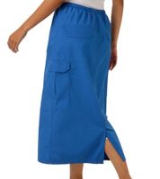 Aniston CASUAL Women's Cargo Skirt, Summer Skirt, Midi-Length Cotton Skirt with Elastic Waistband, 77100947 Blue