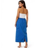 Aniston CASUAL Women's Cargo Skirt, Summer Skirt, Midi-Length Cotton Skirt with Elastic Waistband, 77100947 Blue