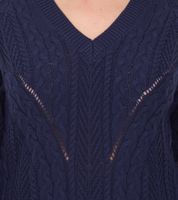 Aniston CASUAL V-Neck Knit Sweater, Everyday Sweater with Cotton Content, Long-Sleeved Shirt, 38049702, Dark Blue