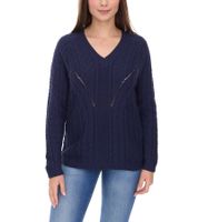 Aniston CASUAL V-Neck Knit Sweater, Everyday Sweater with Cotton Content, Long-Sleeved Shirt, 38049702, Dark Blue