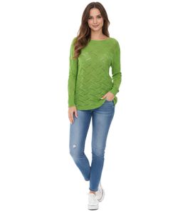 Chemise à manches longues Aniston pour femme avec découpe au dos, pull d'été quotidien, 48676348, vert