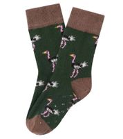1 pairs of Moustard children's cotton socks with ostrich all-over print patterned stopper socks baby socks 20S-OSTR-1224 light brown/green/pink