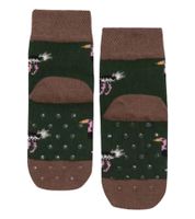 1 pairs of Moustard children's cotton socks with ostrich all-over print patterned stopper socks baby socks 20S-OSTR-1224 light brown/green/pink