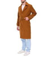 Men's coat with wool content, autumn jacket with belt, long sleeves with buttons, winter jacket 936768 Brown