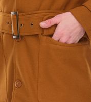 Men's coat with wool content, autumn jacket with belt, long sleeves with buttons, winter jacket 936768 Brown