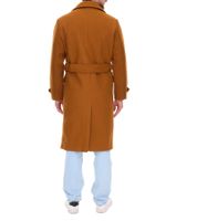 Men's coat with wool content, autumn jacket with belt, long sleeves with buttons, winter jacket 936768 Brown
