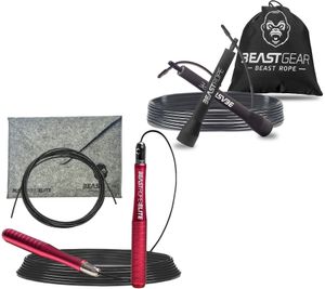 BEASTGEAR Elite Premium Aluminum Jump Rope 3m Speed ​​Fitness Jump Rope or 2.8m Speed ​​Fitness Jump Rope Made of Steel for Fitness Boxing, MMA, HIIT, Strength Training, and Double Unders Red/Black or Black