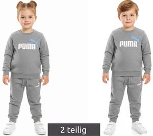 PUMA Kids' Jogging Suit for Boys and Girls, 2-Piece Set: Sweatshirt, Crew Neck Sweater, Cotton Set 627915 03 Grey