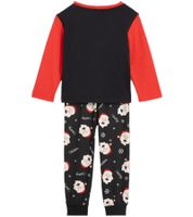 Pigiama morbido per bambini, maschi e femmine. Maglione girocollo con motivo di Babbo Natale. Jogger in cotone con motivo a fiocco di neve. Pigiama 929560 Nero/Rosso/Bianco