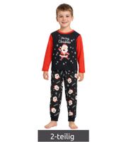 Pigiama morbido per bambini, maschi e femmine. Maglione girocollo con motivo di Babbo Natale. Jogger in cotone con motivo a fiocco di neve. Pigiama 929560 Nero/Rosso/Bianco