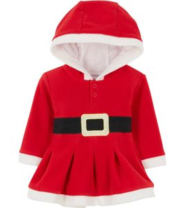 Tenue de Noël robe de Noël pour enfants avec capuche et boutons jolie robe d'hiver pour enfants  938630 Rouge