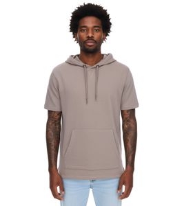 Felpa con cappuccio da uomo EIGHT2NINE , a maniche corte, in cotone, con cappuccio, estiva, H10014L22462AEN 21300, marrone chiaro