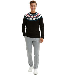 Maglione da uomo in maglia con motivo geometrico per il tempo libero 915843 Nero