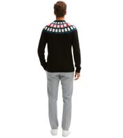 Men's Knitted Sweater with Geometric Pattern, Casual Sweater 915843 Black