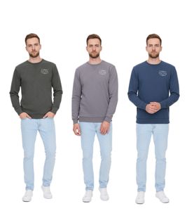 SKY REBEL Men's Round Neck Cotton Sweater with an Antique Look H10068C21372A Dark Blue, Green, or Gray