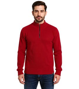 Maglione lavorato a maglia da uomo, maglione classico lavorato a maglia con cerniera, maglione a maniche lunghe, taglie forti 978933 rosso ruggine